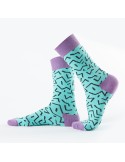 Turquoise women\'s socks with black patterns SD22 - Online store - Boutique